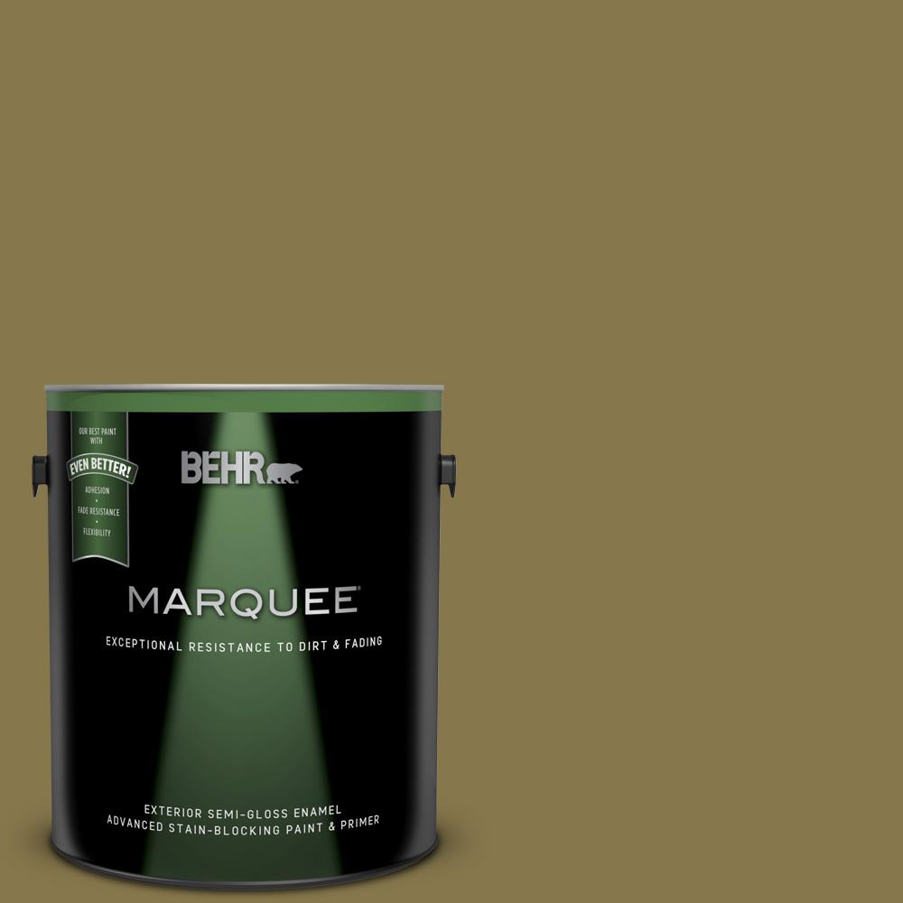 Behr Marquee 1 Gal M330 7 Green Tea Leaf Semi Gloss Enamel M330 7 Green Tea Leaf Semi Gloss Enamel Exterior Paint And Primer In One