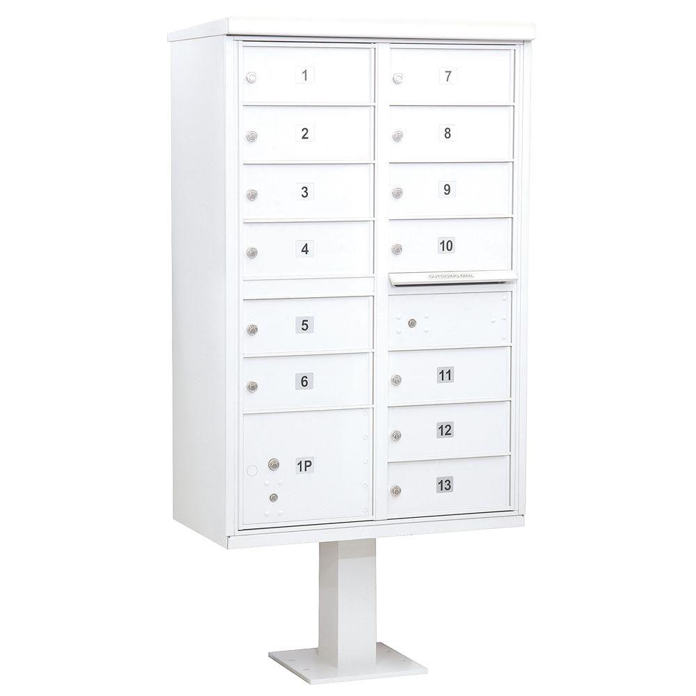 Salsbury Industries White USPS Access Cluster Box Unit with 13 B Size