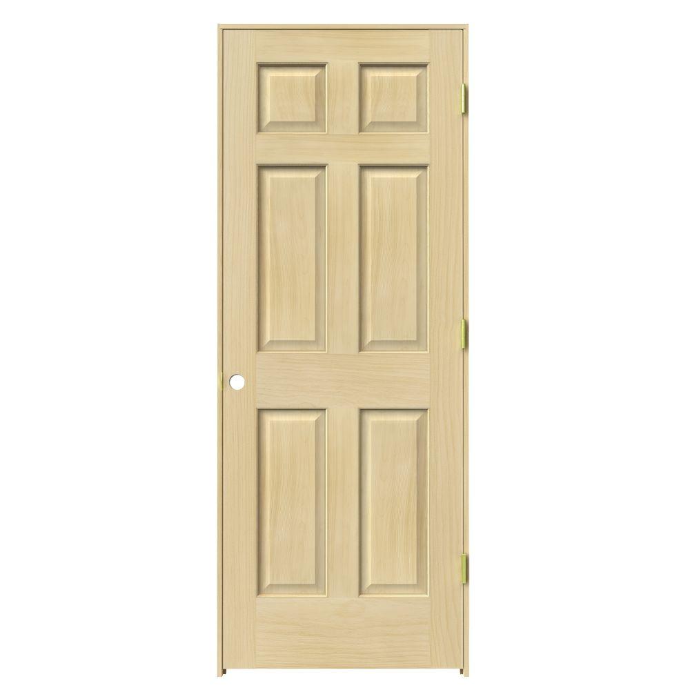 JELDWEN 24 in. x 80 in. Unfinished LeftHand Flush Hardwood Single