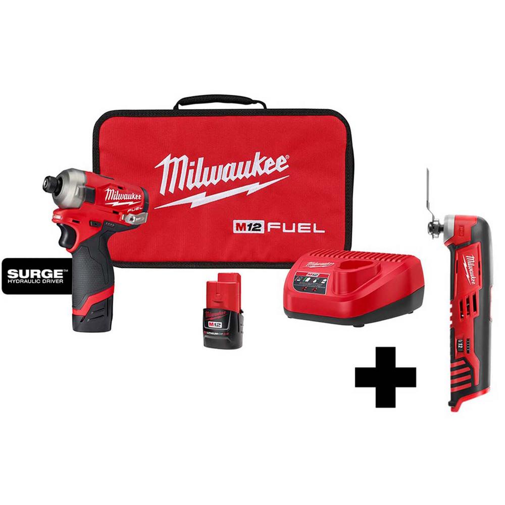 Milwaukee M12 FUEL SURGE 12-Volt Lithium-Ion Brushless Cordless 1/4 in. Hex Impact Driver Compact Kit with Free M12 Multi-Tool was $278.0 now $179.0 (36.0% off)