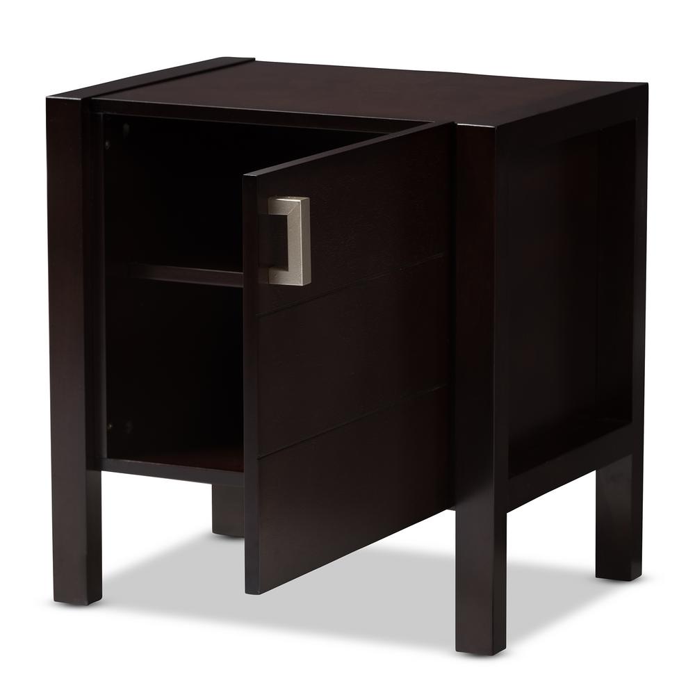 Baxton Studio Mandel 1 Door Dark Brown Nightstand 143 7824 Baxton Studio Mandel 1 Door Dark Brown Nightstand 143 7824