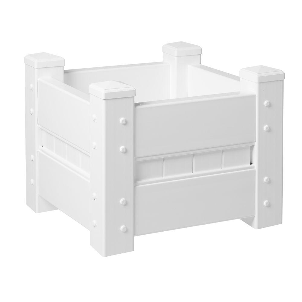 Veranda 24 In. Square White Vinyl Planter Box-90500HD - The Home Depot