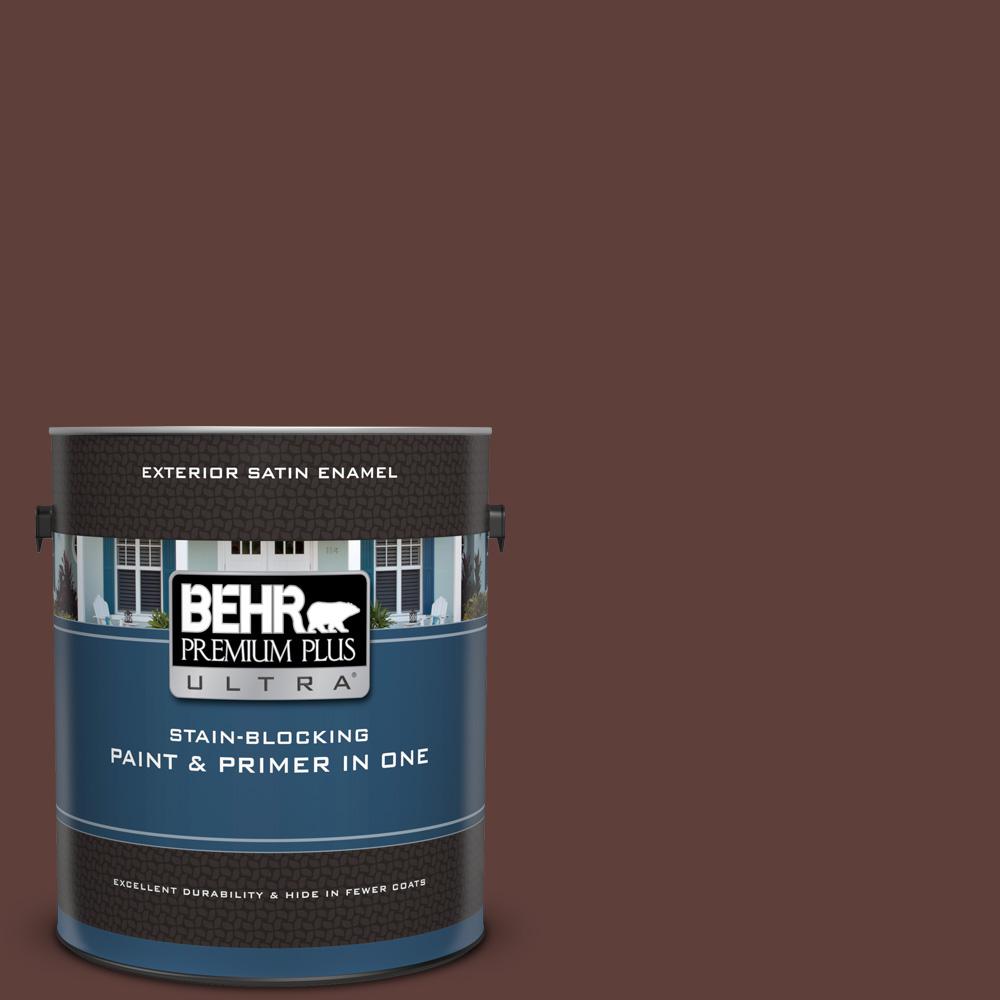 Behr Premium Plus Ultra 1 Gal Pmd 62 Black Plum Satin Enamel Exterior Paint And Primer In One