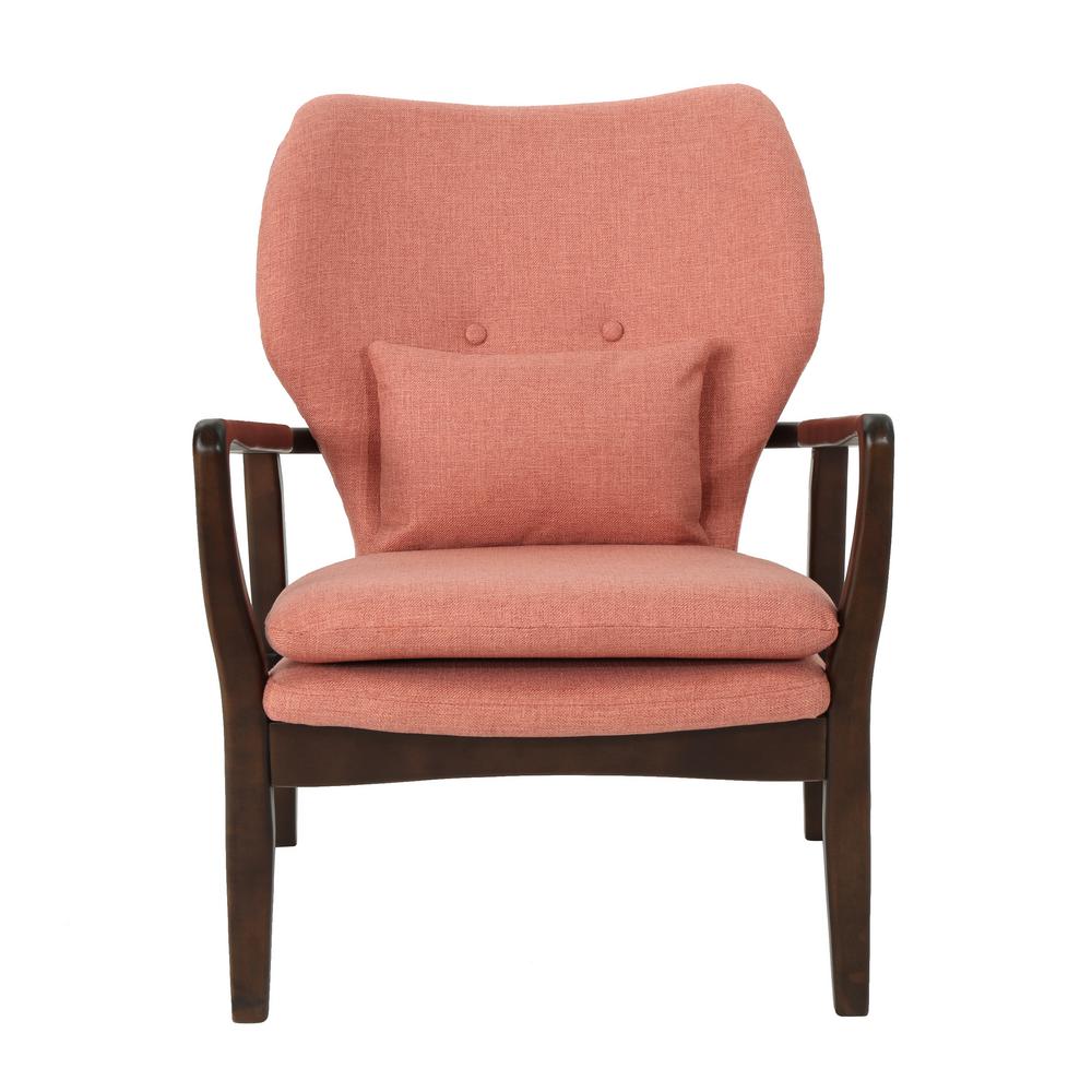 Noble House Haddie MidCentury Modern Salmon Fabric Club Chair 304783