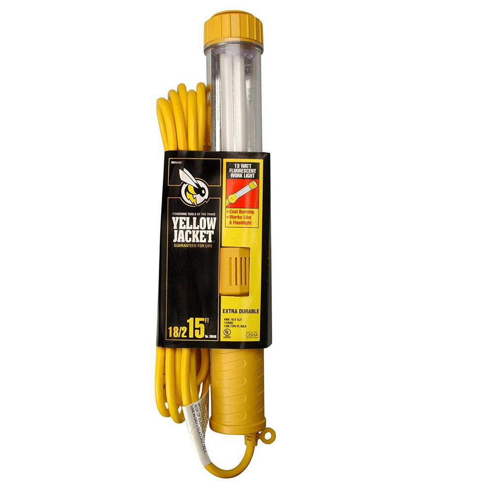 Southwire 15 ft. 18/2 SJTW 13Watt Fluorescent Work Light with Outlet