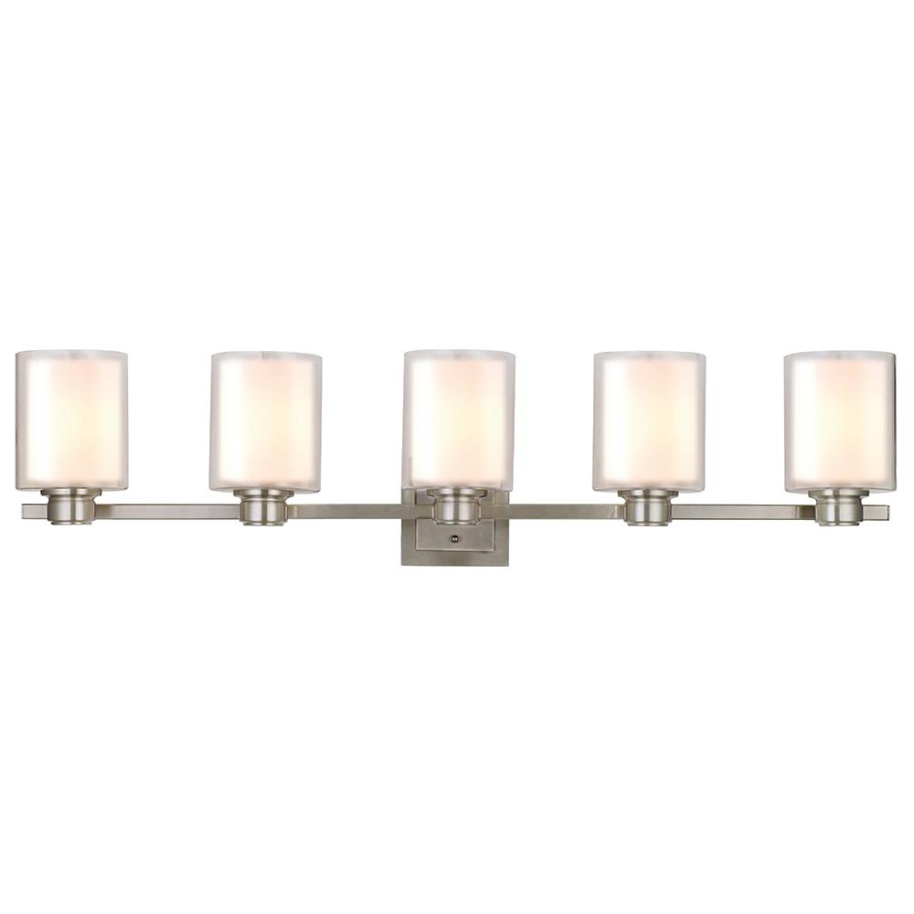 Design House Oslo 44 In W 5 Light Brushed Nickel Vanity Light 556175 The Home Depot