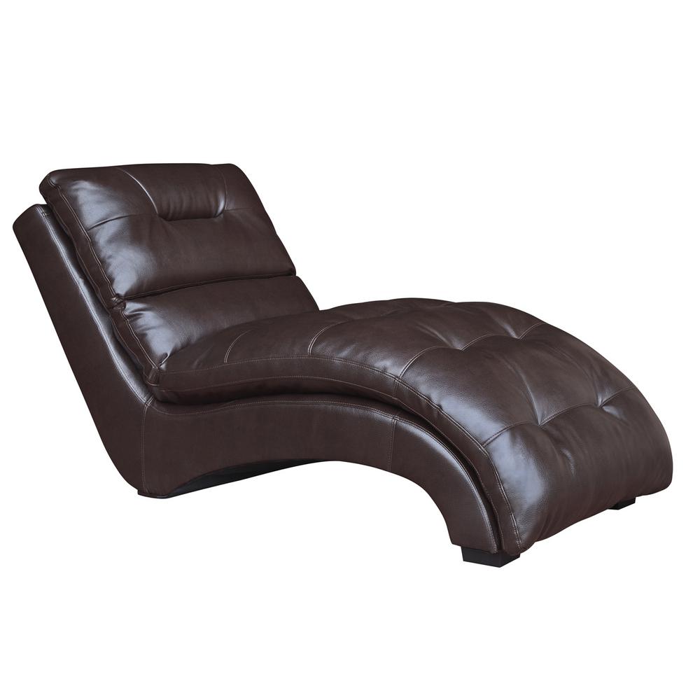 Brown Leather Chaise Lounge Chair