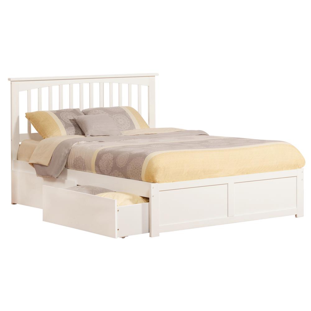 Atlantic Furniture Mission White Queen Platform Bed with Flat Panel