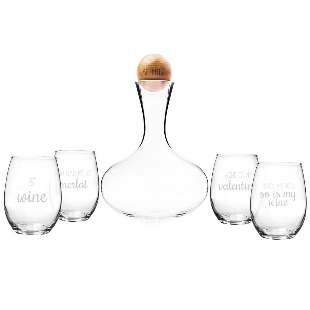 UPC 694546575520 product image for Cathys Concepts Be Mine Wine Decanter and Glass Set (Set of 5) | upcitemdb.com