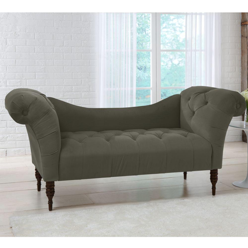 Savannah Pewter Velvet Tufted Chaise Lounge