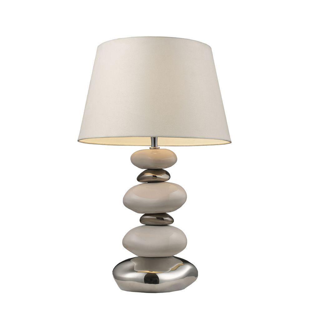 Titan Lighting Elemis 23 In Pure White And Chrome Table Lamp Tn Pure White And Chrome Table Lamp