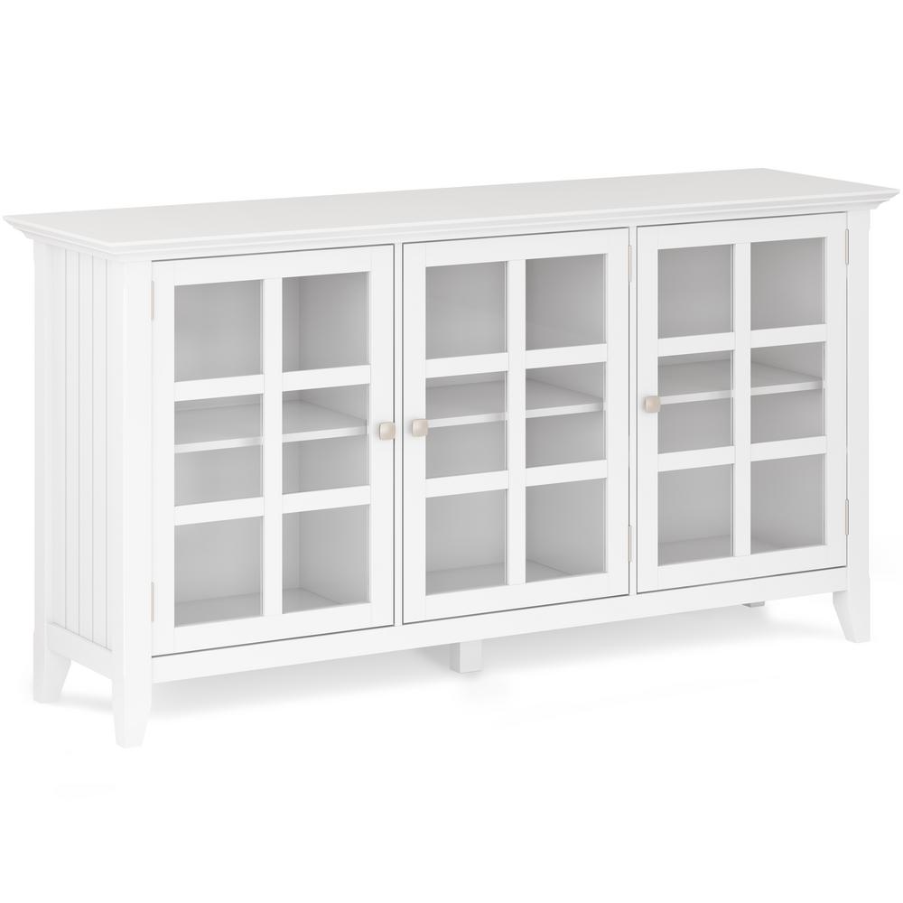 Brooklyn Max 62 In Wide Brunswick In White Solid Wood Rustic Wide Storage Cabinet Bmaca39 Wh The Home Depot