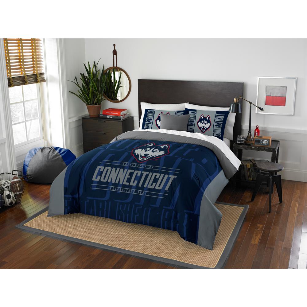 Uconn Navy And Gray Modern Take Full Queen Comforter Set Uconn Navy And Gray Modern Take Full Queen Comforter Set