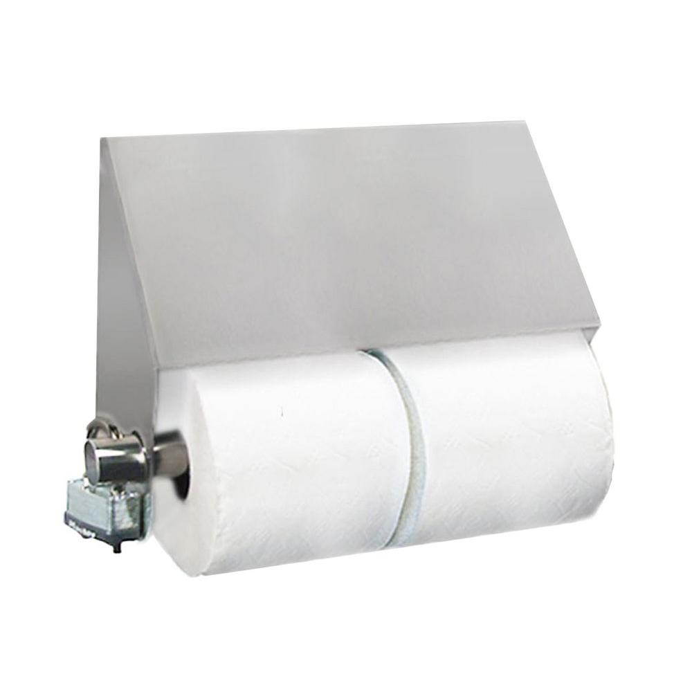 Stainless Solutions Double Post Slant Top Toilet Paper Holder in Steel with...