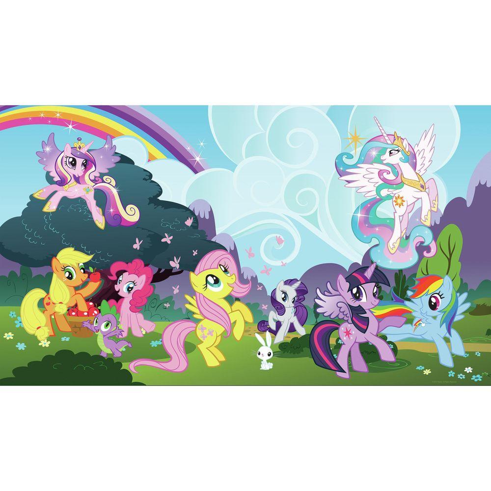 Roommates 72 In X 126 My Little Pony Ponyville Xl Chair Rail My Little Pony Ponyville Xl Chair Rail Prepasted Wall Mural 7 Panel Jl1334m The Home Depot