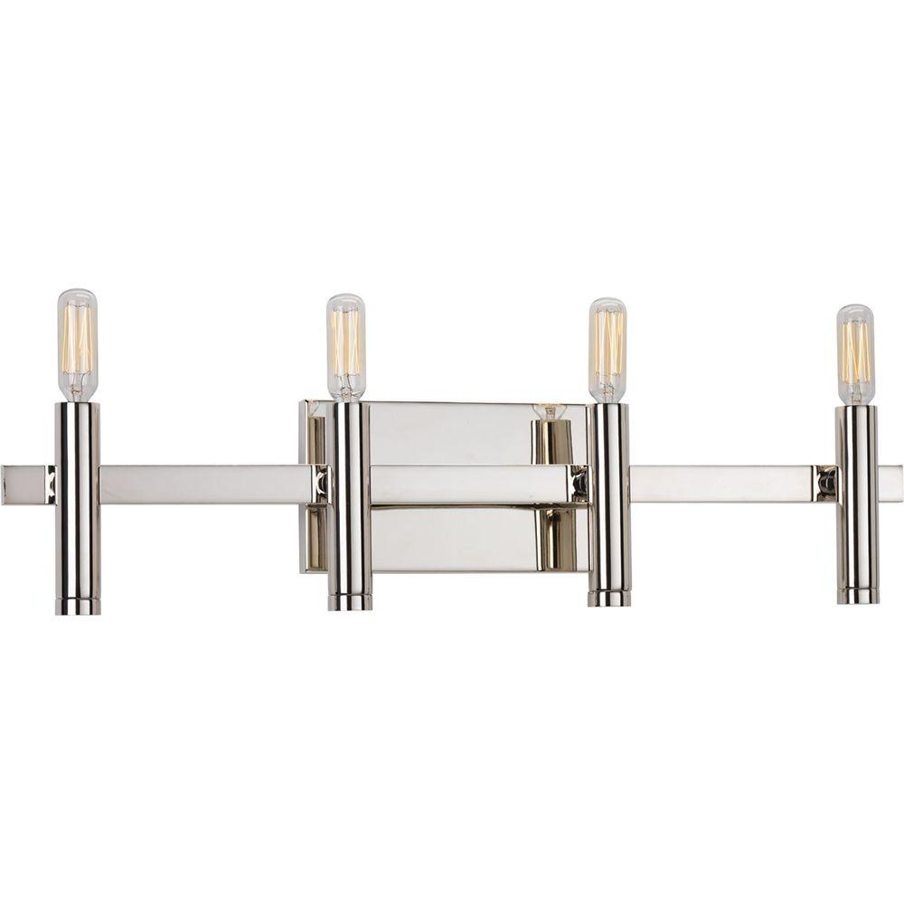 Progress Lighting Draper Collection 4Light Polished Nickel Bathroom