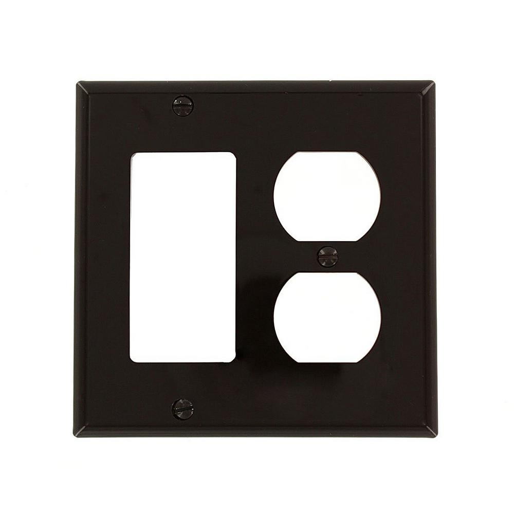 Leviton 2-Gang Standard Size 1-Duplex Receptacle 1-Decora Nylon Wall Plate, Brown-80746 - The ...