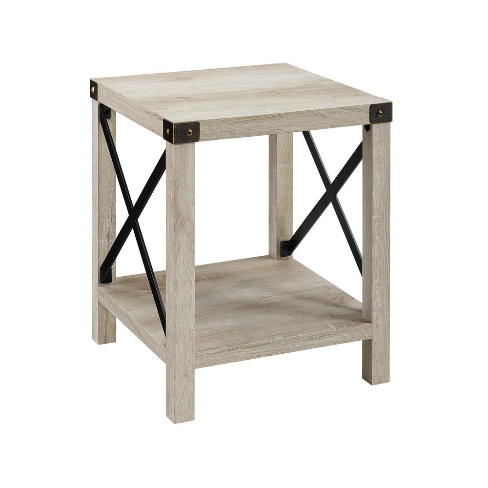 End Tables Accent The Home Depot White Oak Rustic Urban Metal X Accent Side Table