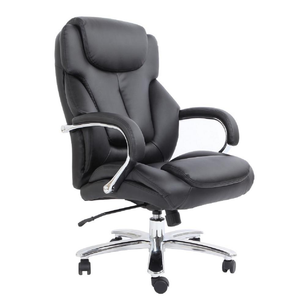Onespace Admiral Iii Black Big And Tall Executive Bonded Leather Chair 60 5600t The Home Depot