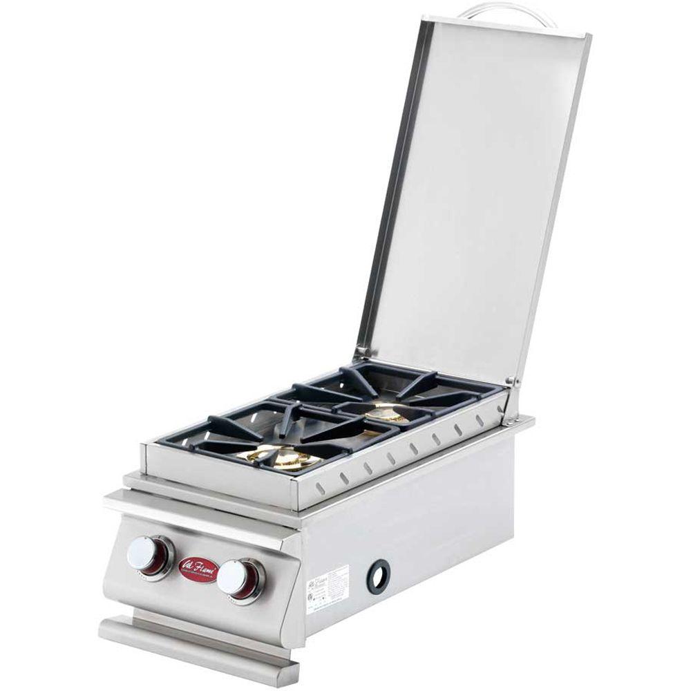Grill Islands Outdoor Kitchens The Home Depot Deluxe Stainless Steel Built In Dual Fuel Gas Double Side Burner