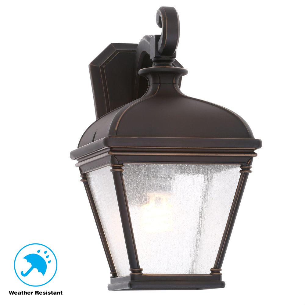 Classic Hardware Included Hampton Bay Outdoor Wall Mounted Malford Dark Rubbed Bronze Outdoor Wall Mount Lantern