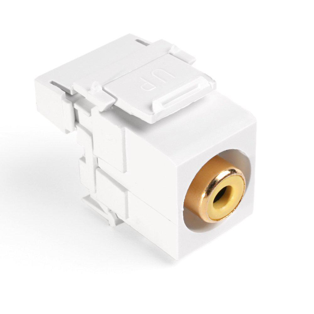Leviton QuickPort RCA 110Type Connector with Yellow Barrel, White