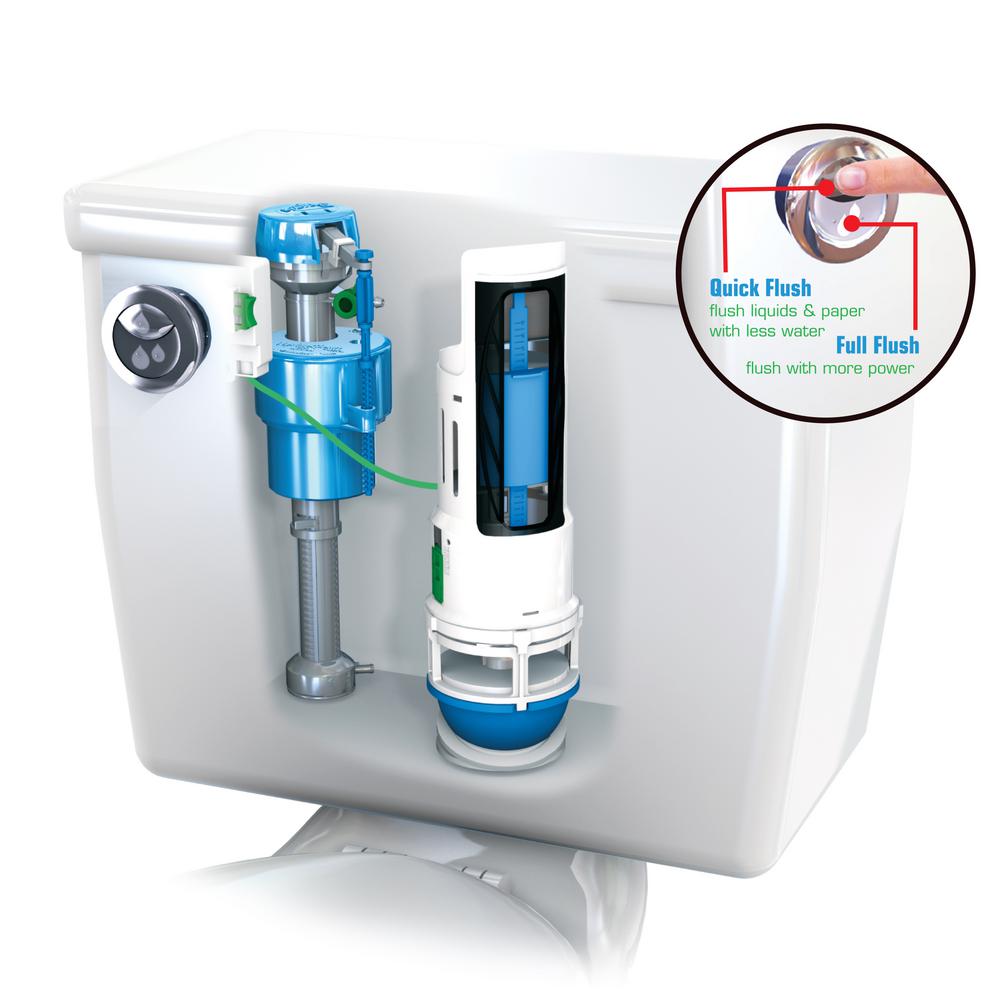 3-in-1 Adjustable Toilet Tank Repair Kit Cistern Fill Drain Valve Dual Flush Set
