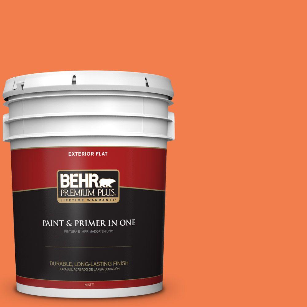 BEHR Premium Plus 5gal. 220B6 Harvest Pumpkin Flat Exterior Paint