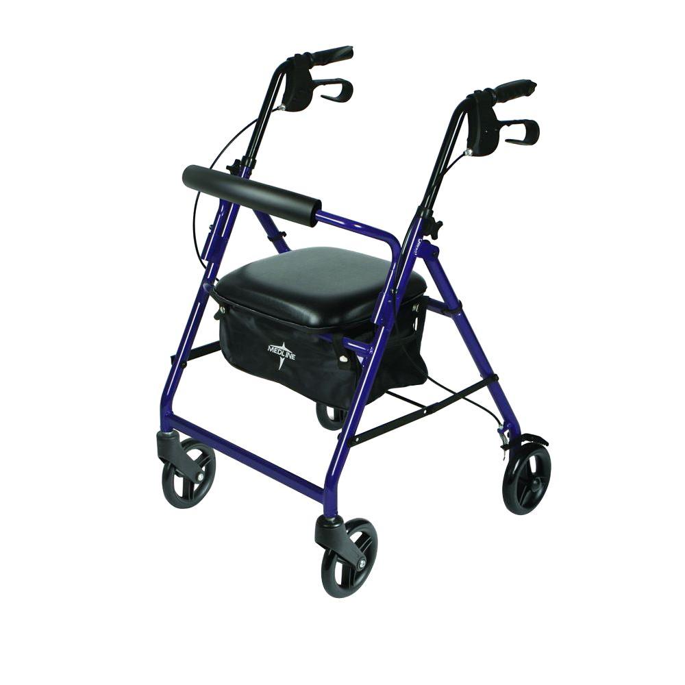 Medline Aluminum Lightweight Folding 4Wheel Rollator in Purple