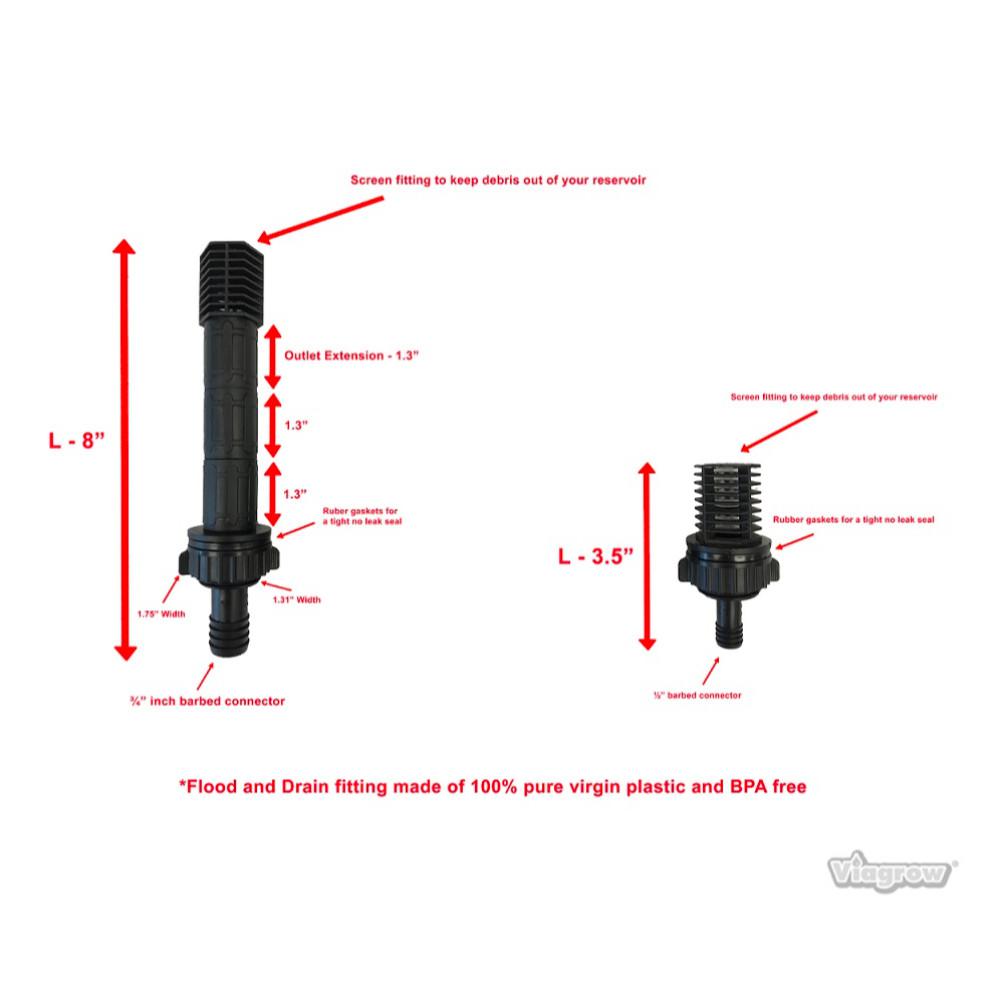 1-1//4/" 1.25/" Hydroponic DRAIN Fitting Irrigation Connector w Washers 1 or 10 Pk