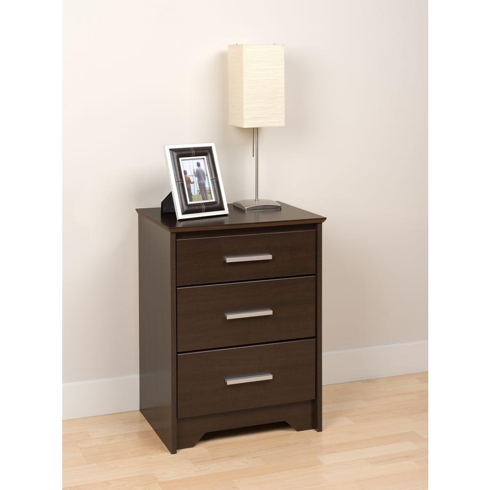 Prepac Edenvale 3 Drawer Espresso Nightstand Ech 2027 The Home Depot