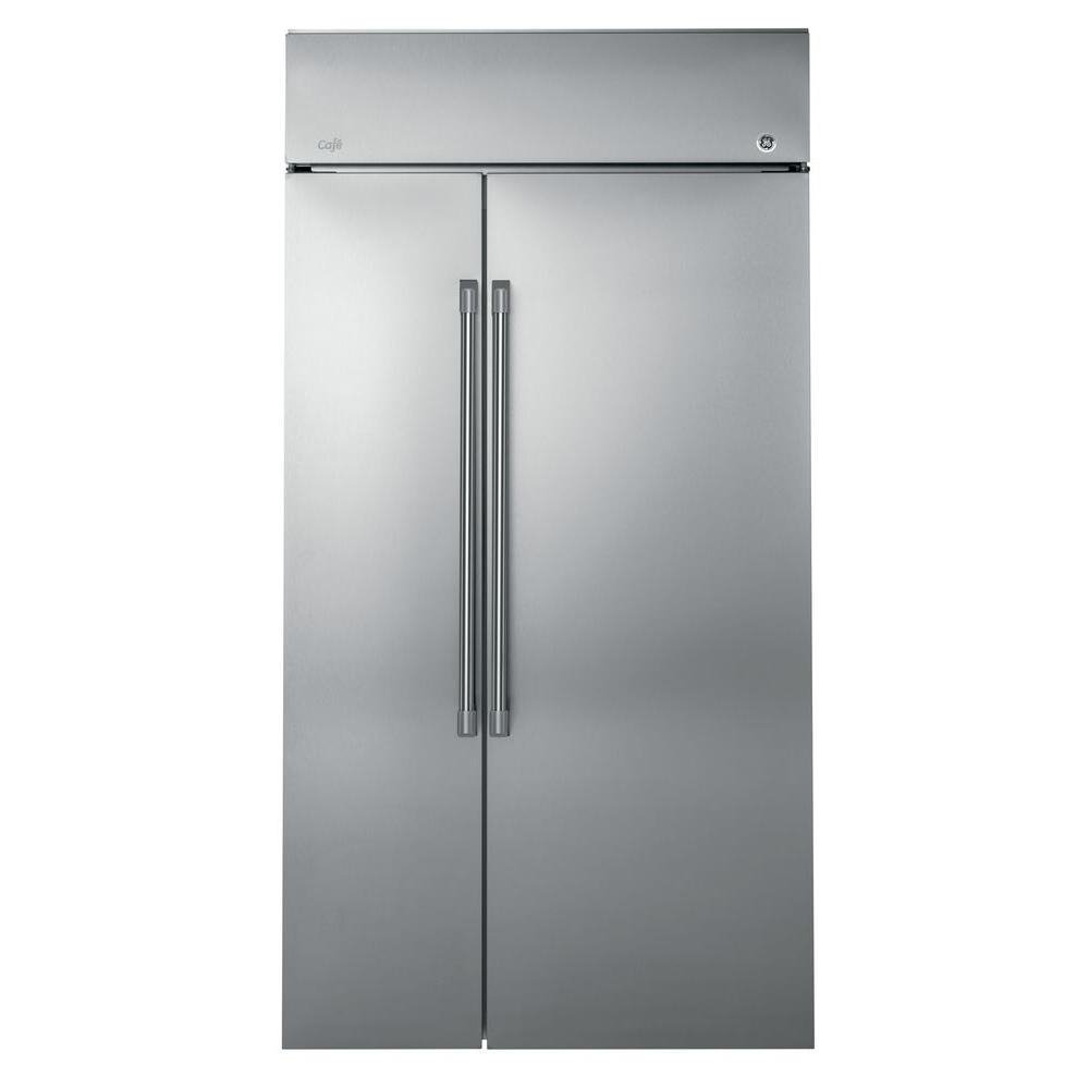 Cafe 25.2 cu. ft. Built-In Side by Side Refrigerator in Stainless Steel Silver For Sale