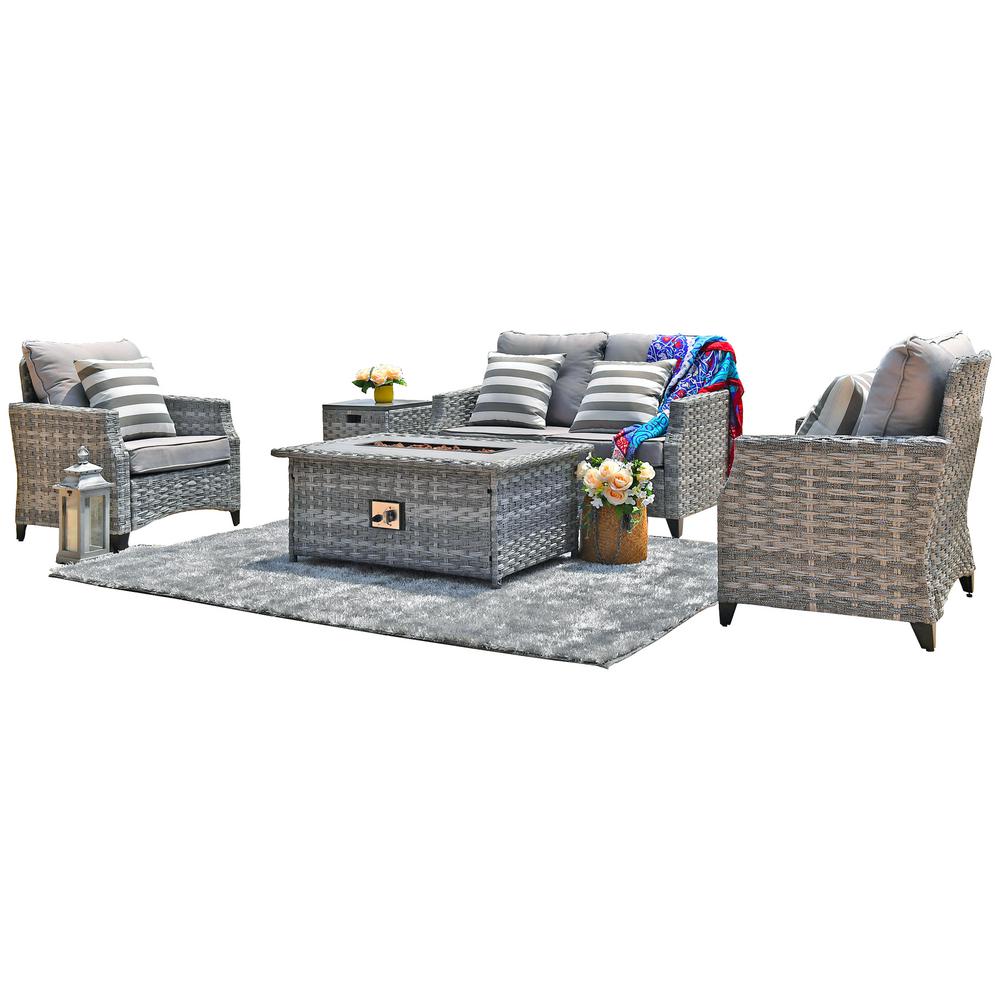 Buy Moda 5-Piece Wicker Patio Conversation Set with Gas Fire Pit Table