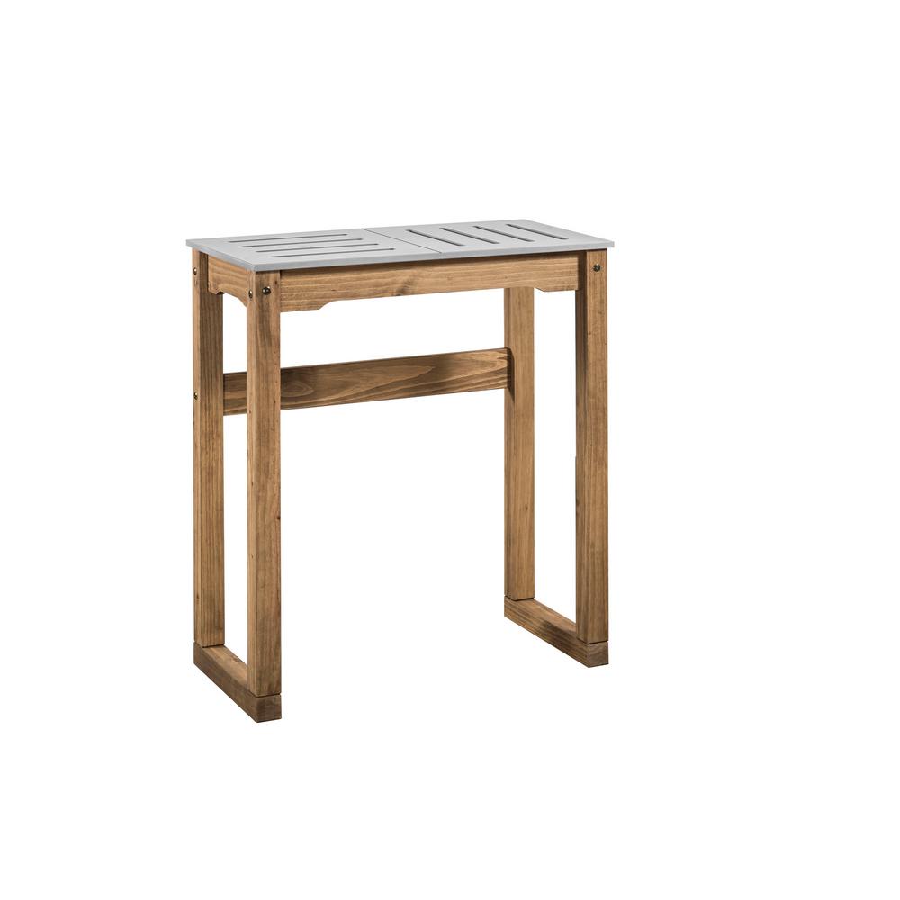 Noble House Natural Wood Finish Rectangular Wood and Iron Bar Table