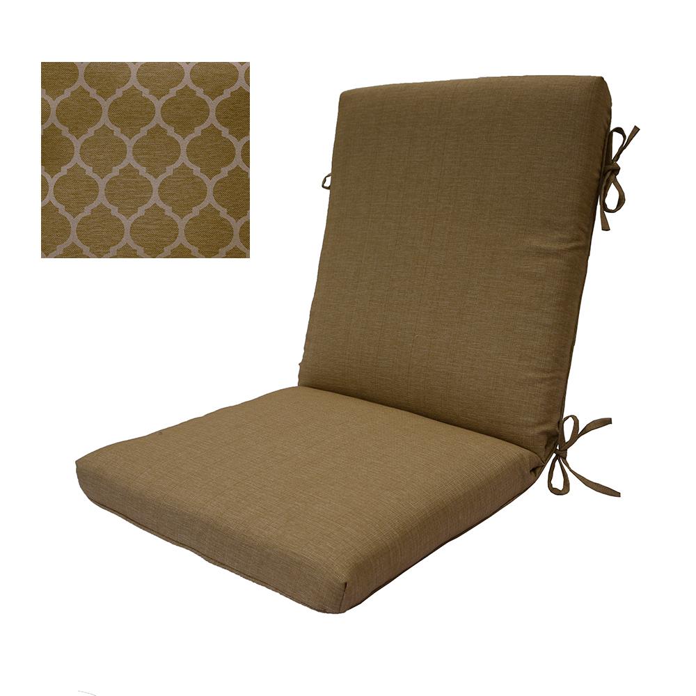 Highback Outdoor Cushions Patio Furniture The Home Depot Toffee Trellis High Back Outdoor Dining Chair Cushion