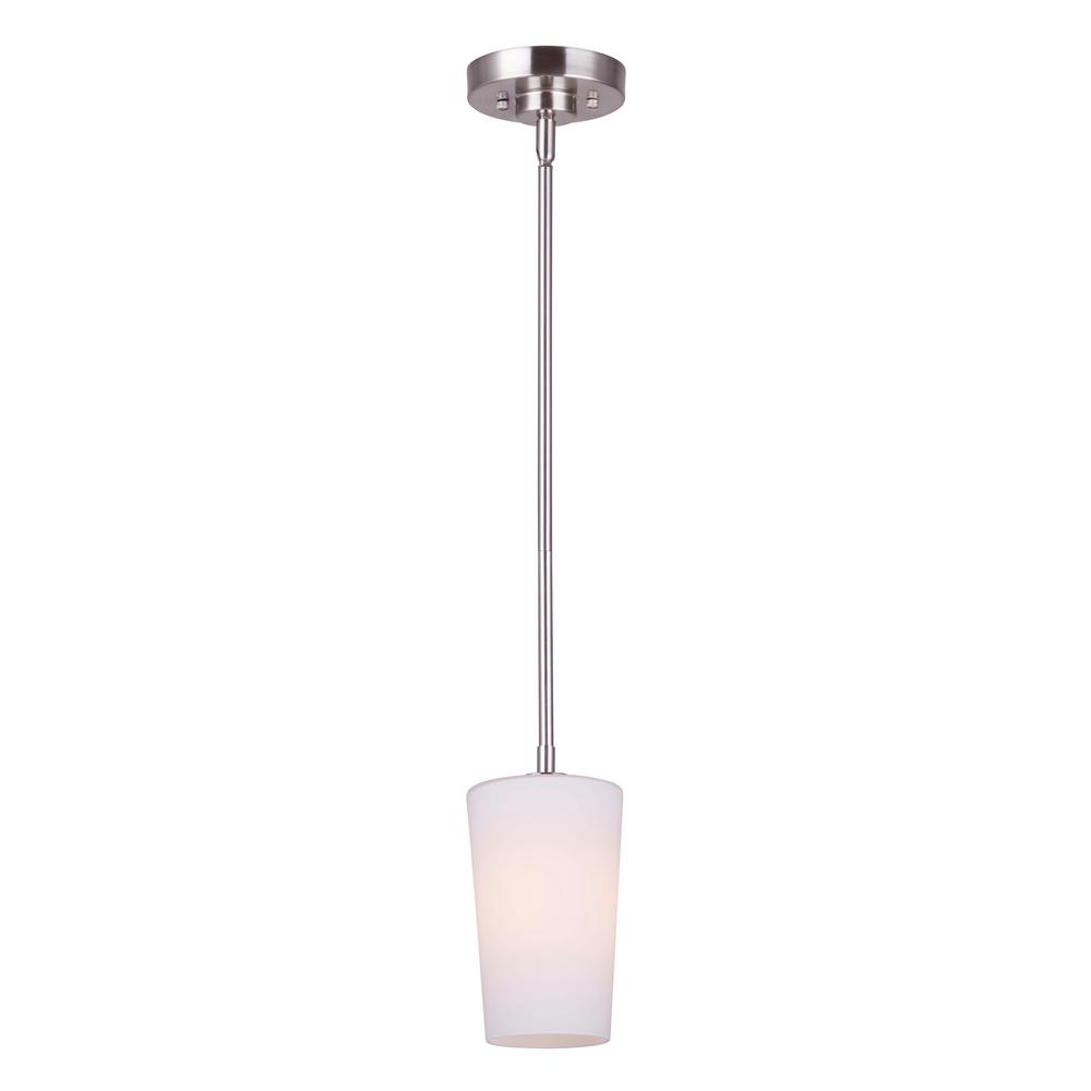Hampton Bay Riverbrook 1Light Brushed Nickel Mini Pendant with Frosted