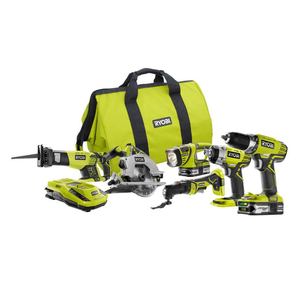 UPC 033287155828 product image for RYOBI 18-Volt ONE+ Lithium-Ion Cordless 6-Tool Combo Kit with (2) 1.5 Ah LITHIUM | upcitemdb.com