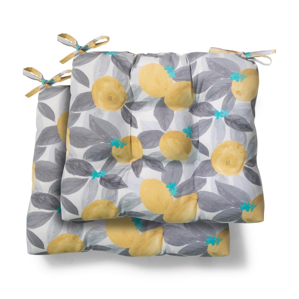 Hampton Bay Universal Stone Gray Lemons Rectangular Tufted Outdoor Seat