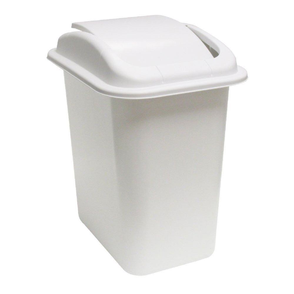 United Solutions Trash Cans Recycling The Home Depot 28 Qt White Wastebasket