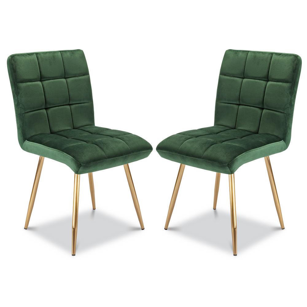 Poly And Bark Hunter Green Chelsea Velvet Dining Chair Set