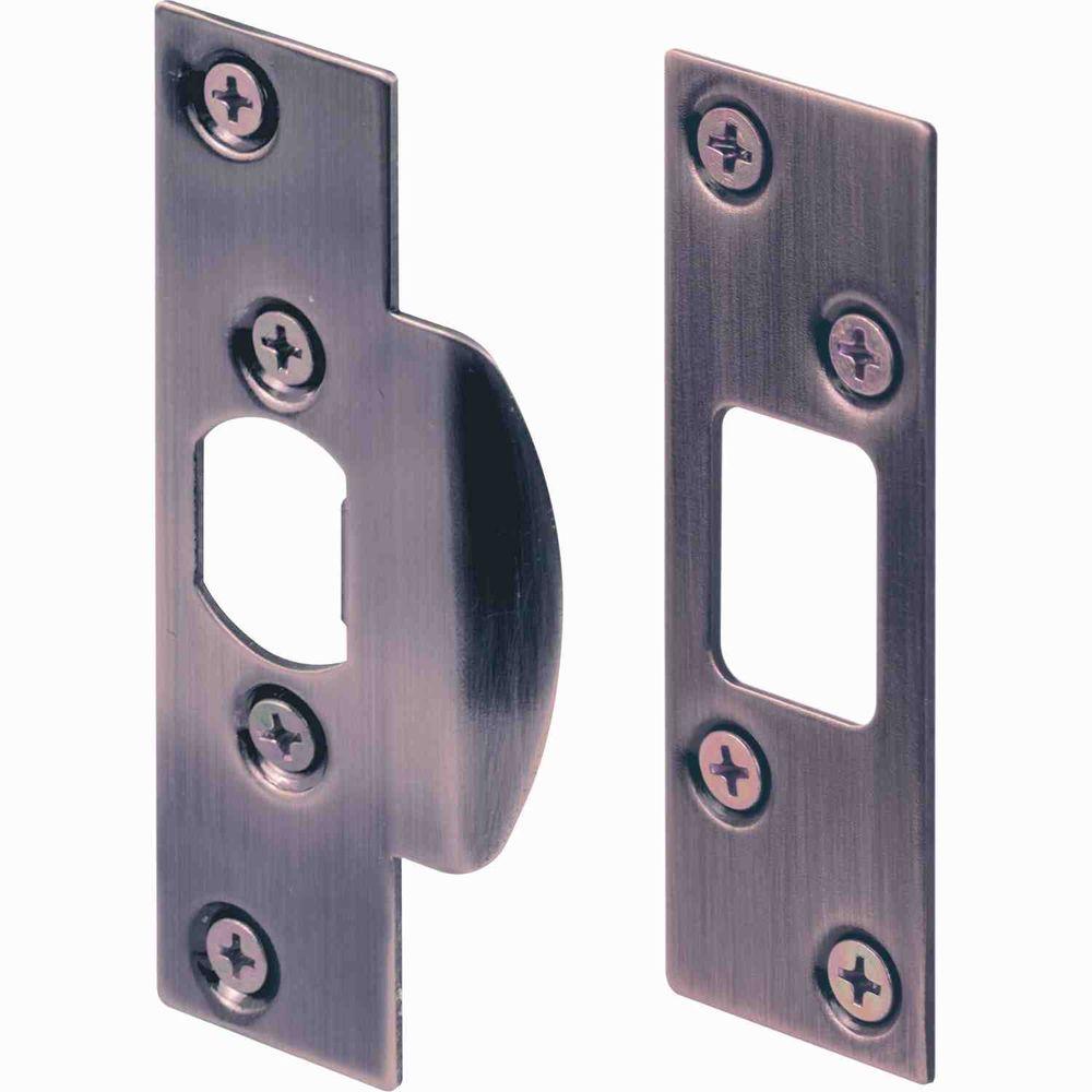 Prime Line Antique Brass Plated Security Strike Plate Kit U 9990 The 