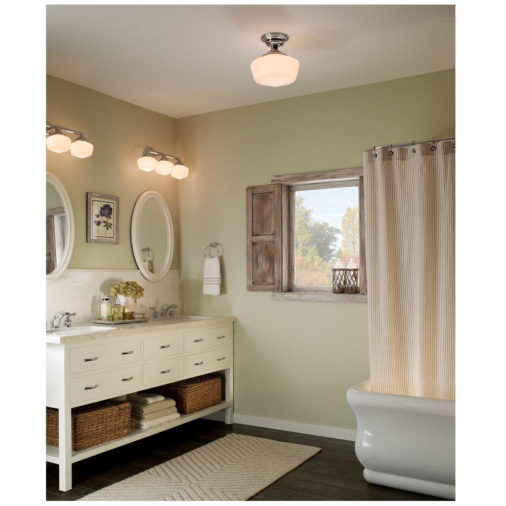 Sea Gull Lighting Academy 23 25 In W 3 Light Chrome Vanity Light With Satin White Glass 44438 05 The Home Depot