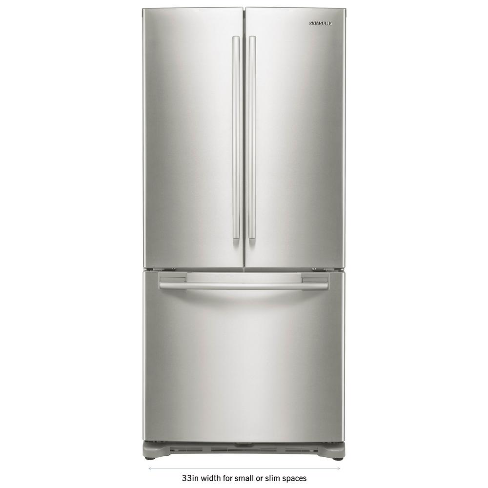 Samsung 33 In W 17 5 Cu Ft French Door Refrigerator In Stainless Steel And Counter Depth Rf18hfenbsr 2 The Home Depot