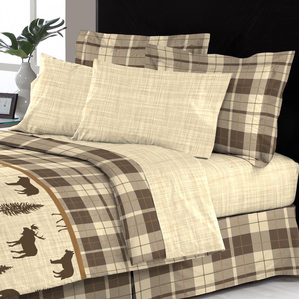 Morgan Home David Reversible 6 Piece Brown Plaid Twin Bed In A Bag