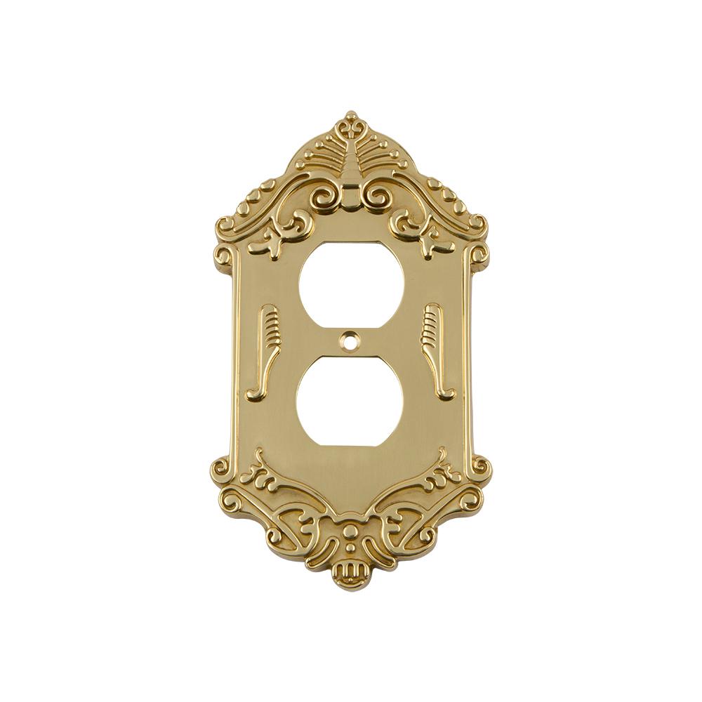 Nostalgic Warehouse Victorian Switch Plate with Outlet in Polished Brass by Nostalgic Warehouse
