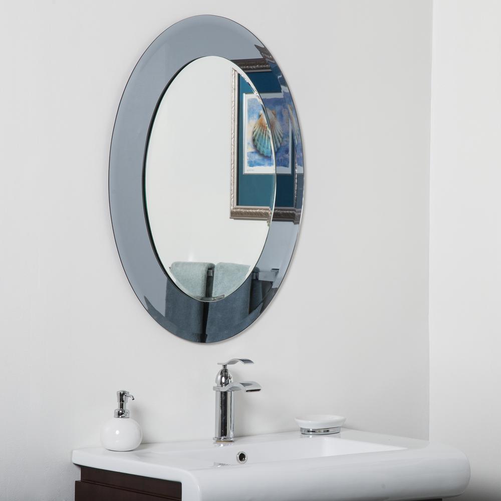Decor Wonderland 24 In W X 32 In H Frameless Oval Beveled Edge Bathroom Vanity Mirror In Silver Dwsm500 86 The Home Depot