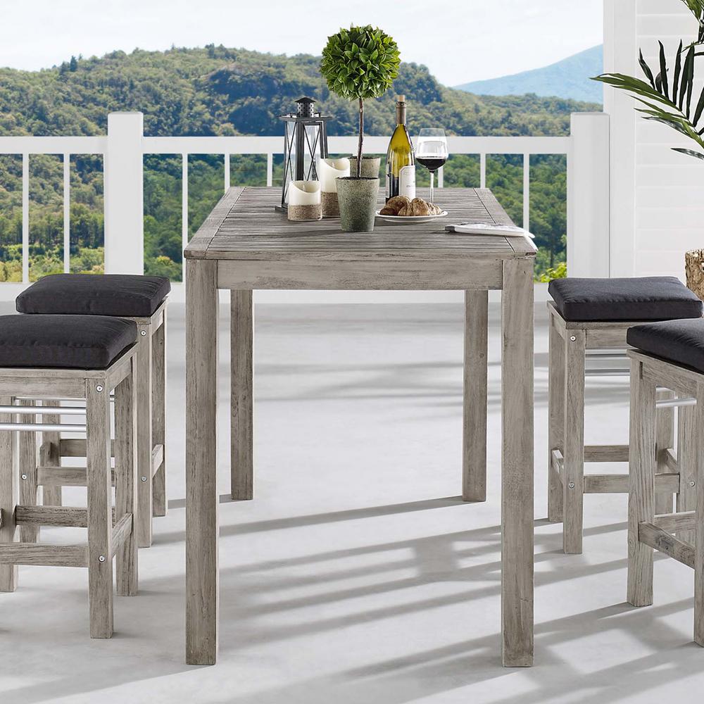 Modway Wiscasset Acacia Wood Bar Height Outdoor Dining Table In Light