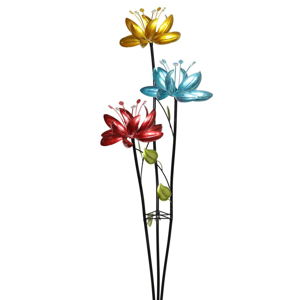 Exhart Triple Flower Branch Spinner 4 42 Ft Multicolor Metal Exhart Triple Flower Branch Spinner 4