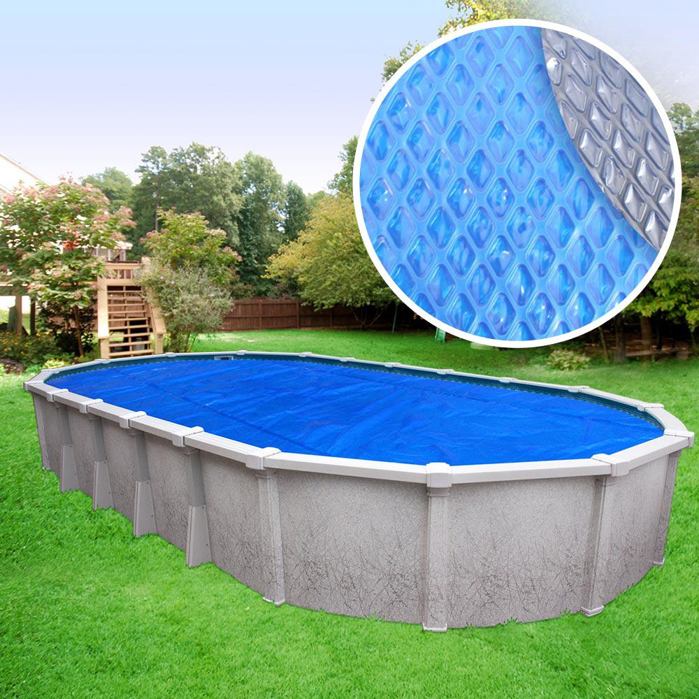 Crystal Blue Heavy-Duty Space Age Diamond 5-Year 18 ft. x 33 ft. Oval Blue/Silver Solar Pool Cover
