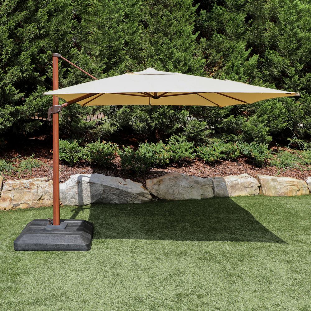 Hampton Bay 10 Ft X 12 Ft Aluminum Rectangle Offset Cantilever Outdoor Patio Umbrella In Cafe Yjaf 038g Cafe The Home Depot